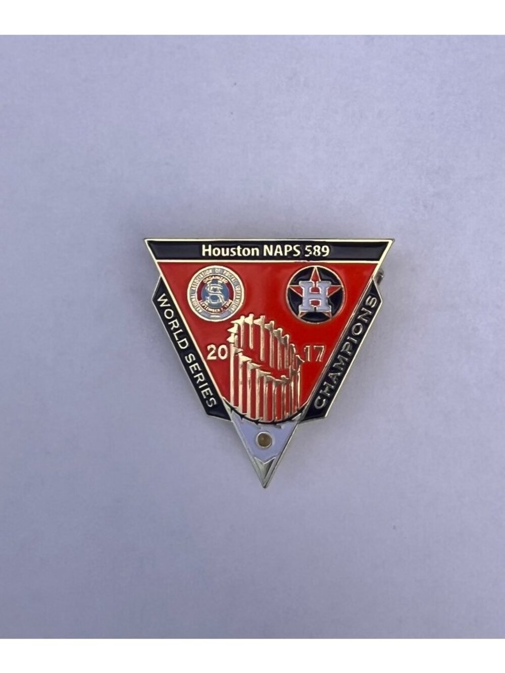 Vintage Houston NAPS 589 World Series Champions 2017 Enamel Lapel Pin Astros Bas